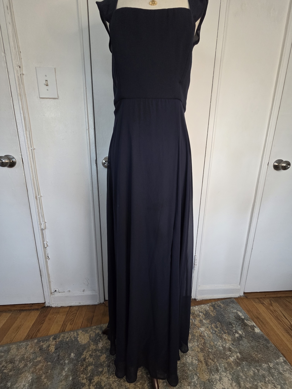 After Six Black Square Neck Maxi Gown